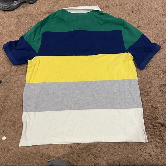 Prince Pickleball Polo Shirt White Blue Yellow Color Block Striped Men Size XL - Picture 4 of 4